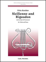 SICILIENNE AND RIGAUDON VIOLIN SOLO cover